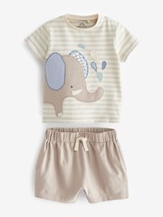 Stone Natural Elephant Baby T-Shirt And Shorts 2 Piece Set - Image 3 of 4