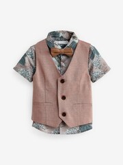 Rose/vison - Ensemble gilet, chemise et nœud papillon (3 mois-9 ans) - Image 1 of 3