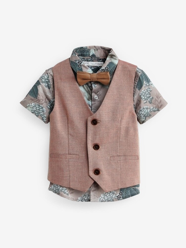 Rose/vison - Ensemble gilet, chemise et nœud papillon (3 mois-9 ans) - Image 1 of 3