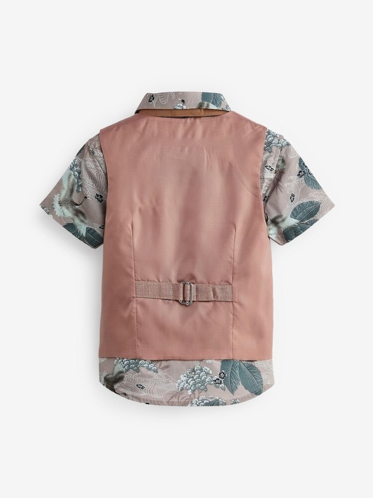 Rose/vison - Ensemble gilet, chemise et nœud papillon (3 mois-9 ans) - Image 2 of 3
