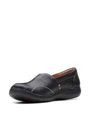 Clarks Black Leather Un Loop Stride Shoes - Image 3 of 7