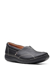 Clarks Black Leather Un Loop Stride Shoes - Image 6 of 7