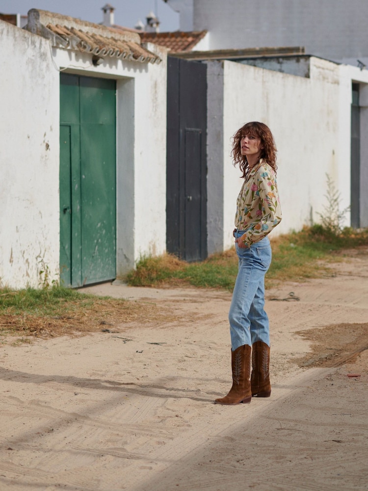 Penelope Chilvers Goldie Embroidered Cowboy Brown Boots - Image 1 of 16