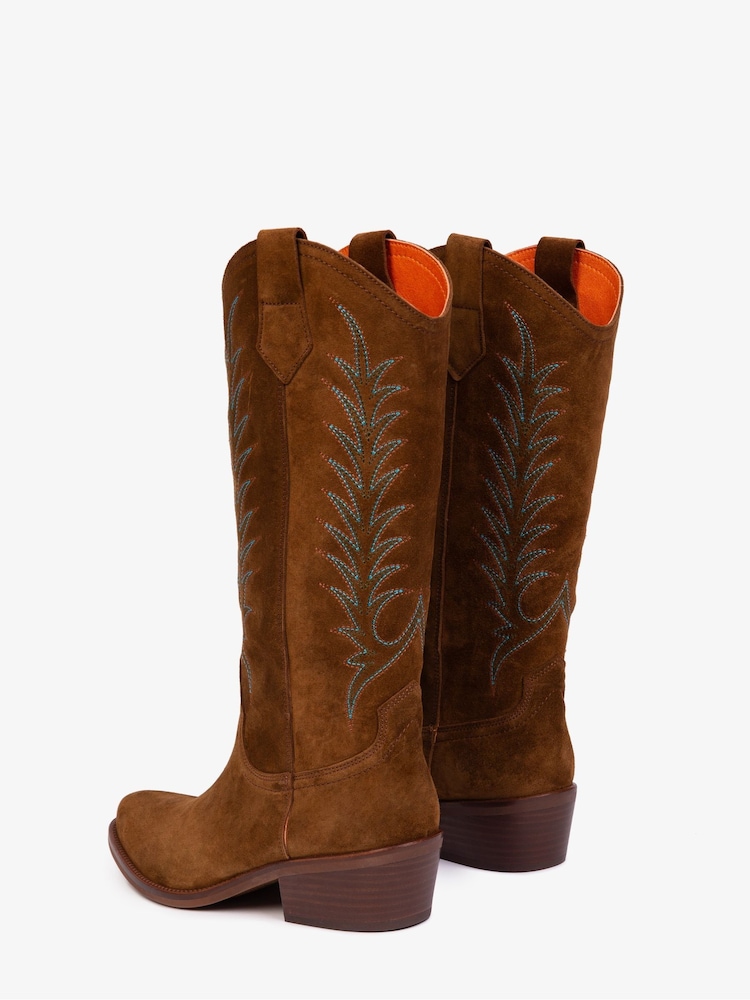 Penelope Chilvers Goldie Embroidered Cowboy Brown Boots - Image 12 of 16