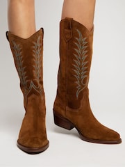 Penelope Chilvers Goldie Embroidered Cowboy Brown Boots - Image 7 of 16