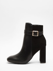 Quiz Black Buckle Heel Boot - Image 2 of 6