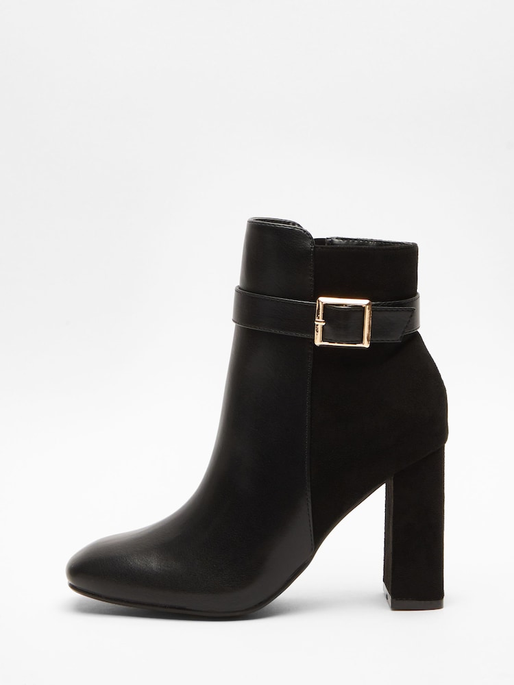 Quiz Black Buckle Heel Boot - Image 2 of 6