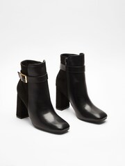 Quiz Black Buckle Heel Boot - Image 5 of 6