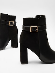 Quiz Black Buckle Heel Boot - Image 6 of 6
