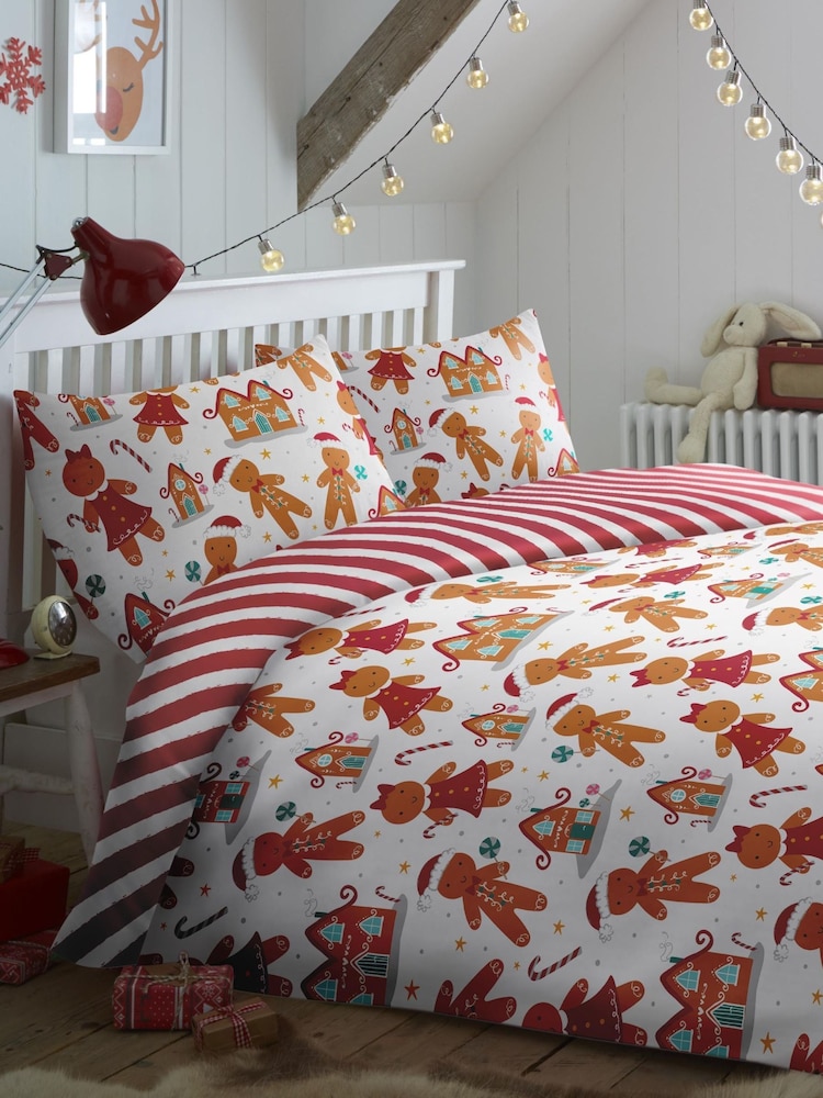 Fusion Red Fusion Gingerbread Christmas Duvet Cover and Pillowcase Set - Image 1 of 3