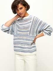 Blue Stitch Detail Long Sleeve Jumper - Image 1 of 7
