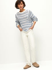 Blue Stitch Detail Long Sleeve Jumper - Image 2 of 7