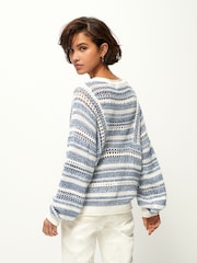 Blue Stitch Detail Long Sleeve Jumper - Image 3 of 7