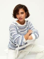 Blue Stitch Detail Long Sleeve Jumper - Image 4 of 7