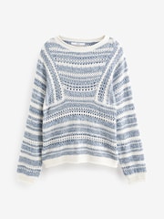 Blue Stitch Detail Long Sleeve Jumper - Image 6 of 7