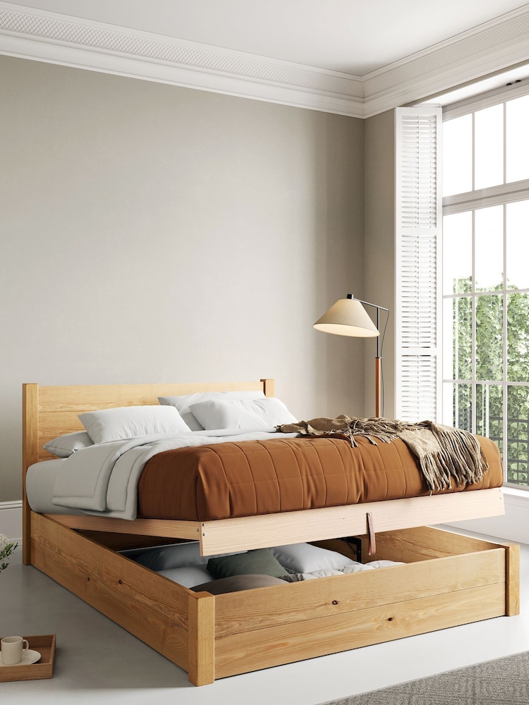 Get Laid Beds Honey Ottoman Storage Square Leg Solid Wood Bed - Image 1 of 4