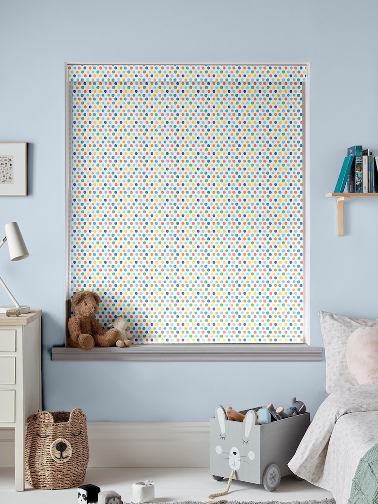 Voyage Primary Cream Blackout Dotty Made To Measure Roller Blind - Image 2 of 6