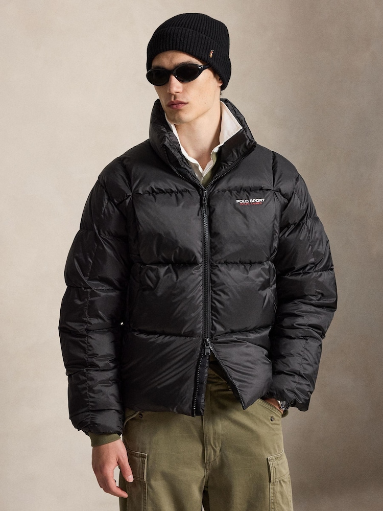 Polo Ralph Lauren Black Polyester Ripstop Printed Jacket - Image 1 of 6 Polo Ralph Lauren Black Polyester Ripstop Printed Jacket - Image 1 of 6