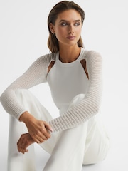 Reiss Ivory Maria Sheer Twist Front Jumper - Image 1 of 7