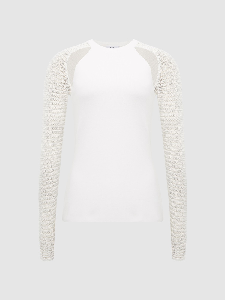 Reiss Ivory Maria Sheer Twist Front Jumper - Image 2 of 7
