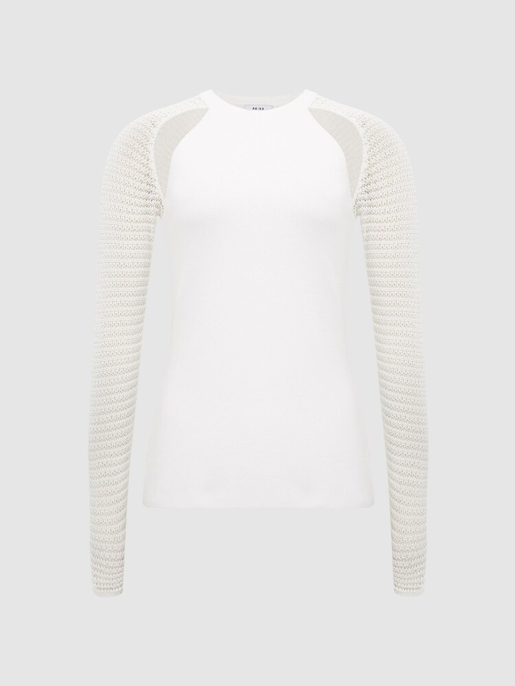 Reiss Ivory Maria Sheer Twist Front Jumper - Image 2 of 7 Reiss Ivory Maria Sheer Twist Front Jumper - Image 2 of 7