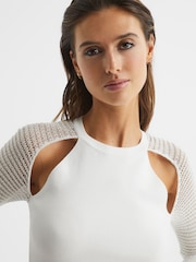 Reiss Ivory Maria Sheer Twist Front Jumper - Image 4 of 7