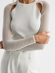 Reiss Ivory Maria Sheer Twist Front Jumper - Image 6 of 7