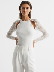 Reiss Ivory Maria Sheer Twist Front Jumper - Image 7 of 7