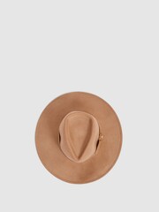 Reiss Camel Claudia Wool Wide Brim Fedora Hat - Image 4 of 5