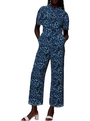 Whistles Blue Brushed Print Jumpsuit - Image 1 of 4