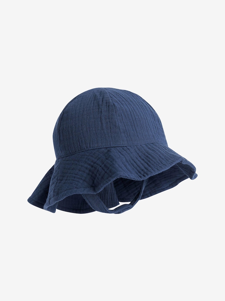 Navy Blue Crinkle Baby Bucket Hat (0mths-2yrs) - Image 2 of 3