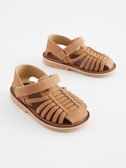 Tan Brown Standard Fit (F) Leather Sandals - Image 1 of 6