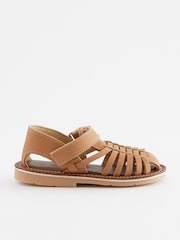 Tan Brown Standard Fit (F) Leather Sandals - Image 2 of 6