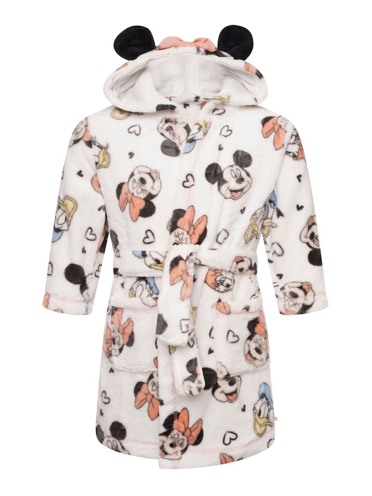Brand Threads White Disney Minnie Mouse Girls Hooded Dressing Gown - Image 4 of 4
