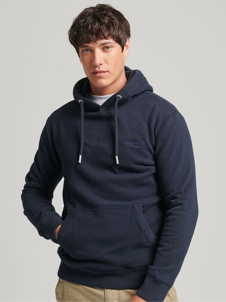 Bleu marine éclipse - Sweat à capuche brodé Superdry coton vintage à logo - Image 1 of 6