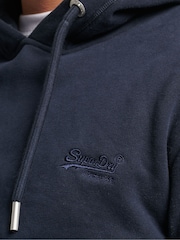 Bleu marine éclipse - Sweat à capuche brodé Superdry coton vintage à logo - Image 5 of 6