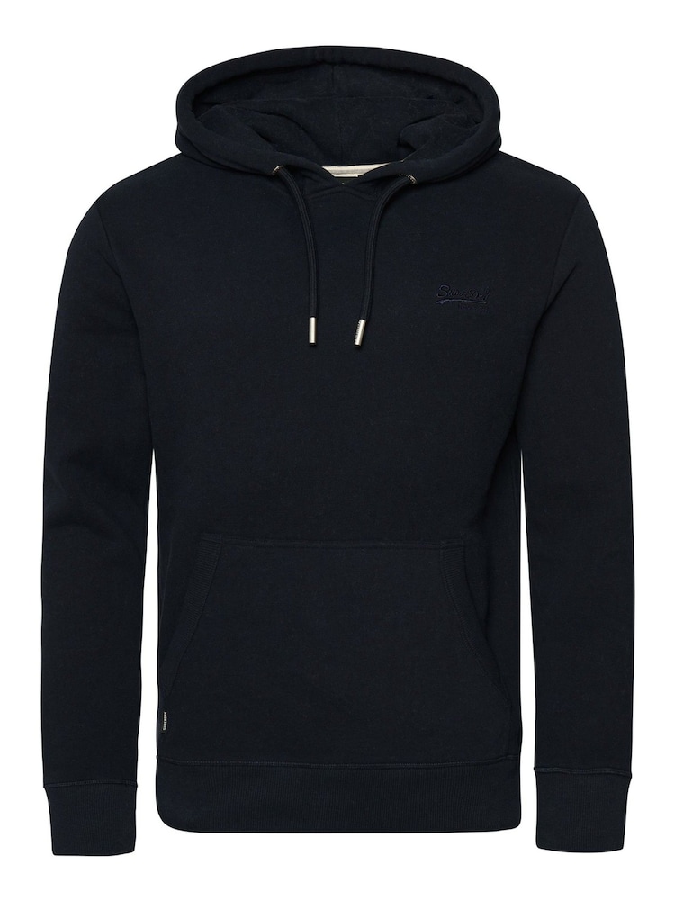 Bleu marine éclipse - Sweat à capuche brodé Superdry coton vintage à logo - Image 6 of 6