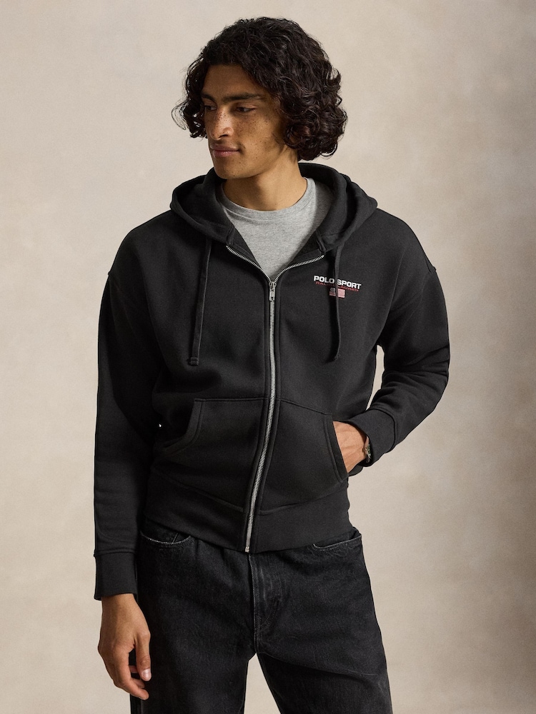 Polo Ralph Lauren Black Polo Sport Fleece Zip Through Hoodie - Image 2 of 6