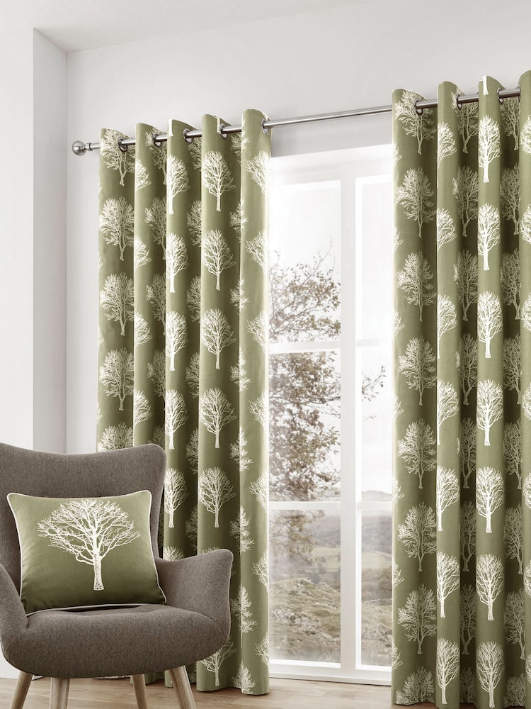 Fusion Green Woodland Eyelet Curtains - Image 1 of 3