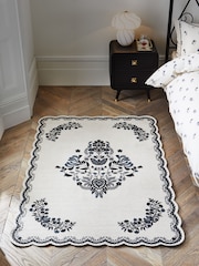 Rockett St George Cream Folk Floral 100% Cotton Rug - Image 1 of 2