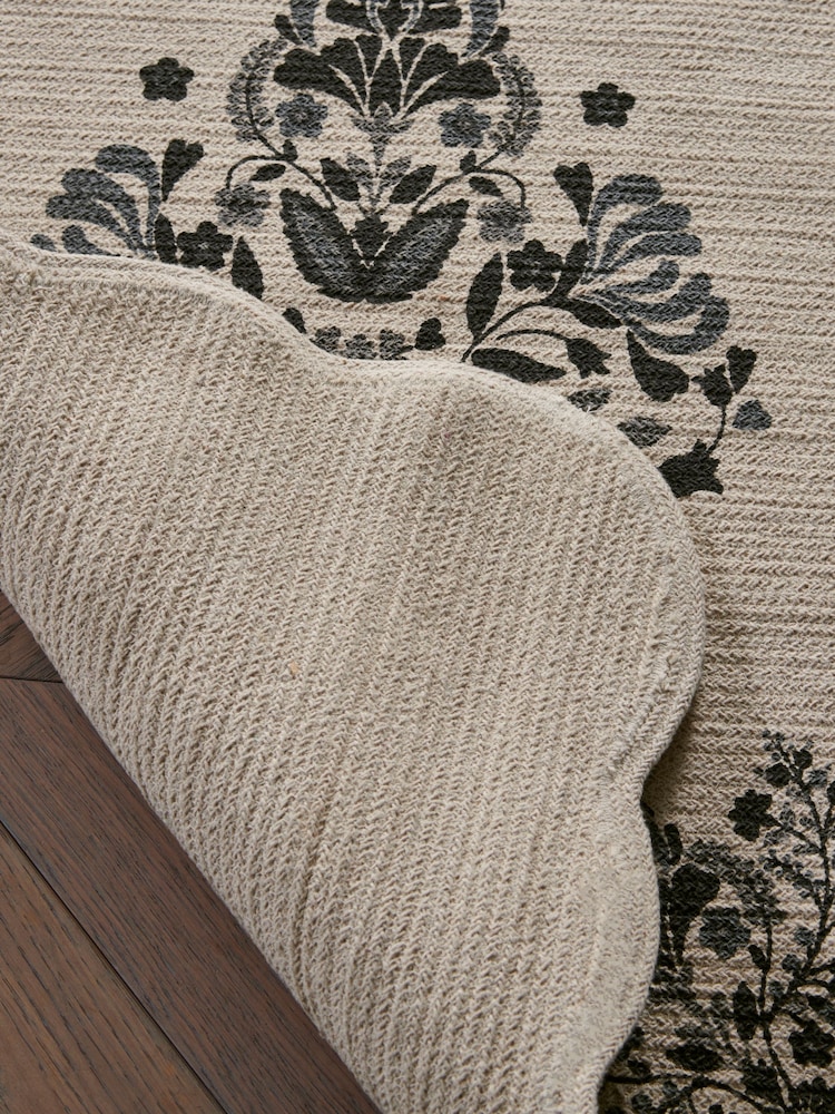 Rockett St George Cream Folk Floral 100% Cotton Rug - Image 2 of 2