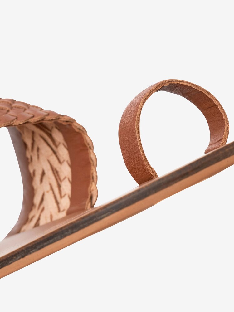 Tan Brown Leather Woven Toe Loop Sandals - Image 6 of 6 Tan Brown Leather Woven Toe Loop Sandals - Image 6 of 6