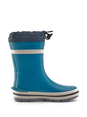 أزرق - Start-Rite Big Little Puddle Tie Up Cosy Lined Wellies - صورة 2 من 5