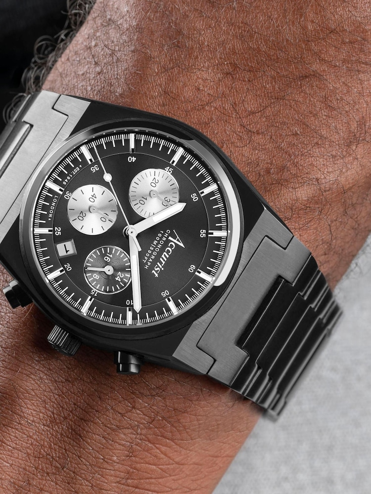 Accurist Origin Mens Black Stainless Steel Bracelet Chronograph Watch - Image 6 of 6