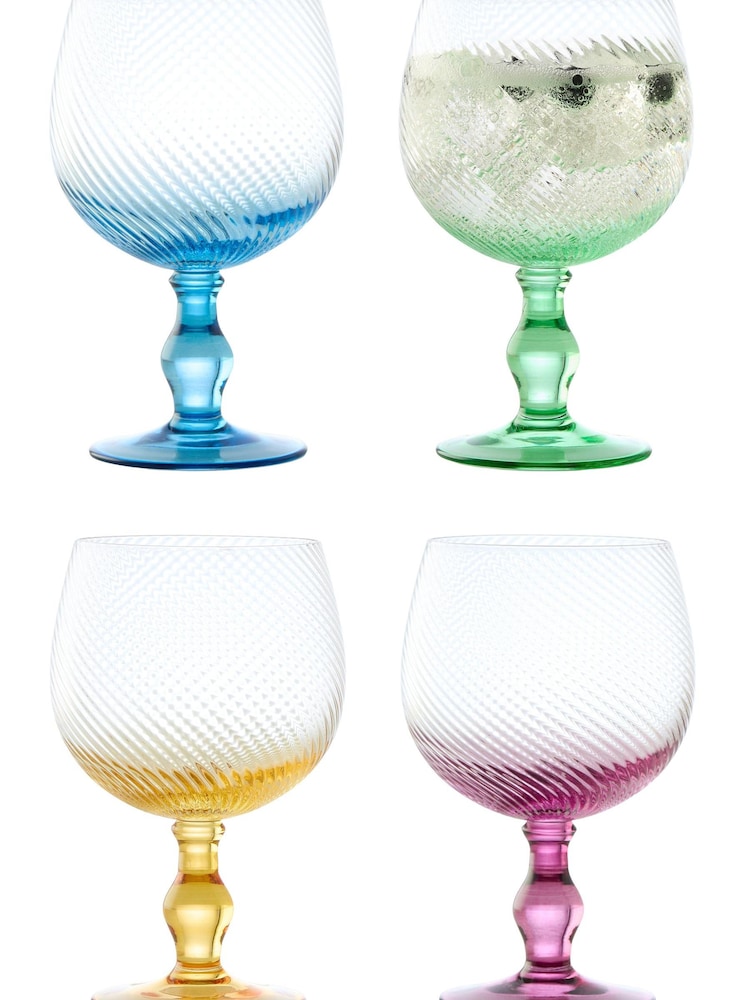 The DRH Collection Clear Clear Set of 4 Swirl Gin Glasses - Image 1 of 3