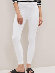 White Cropped Denim Jersey Leggings - Image 1 of 5