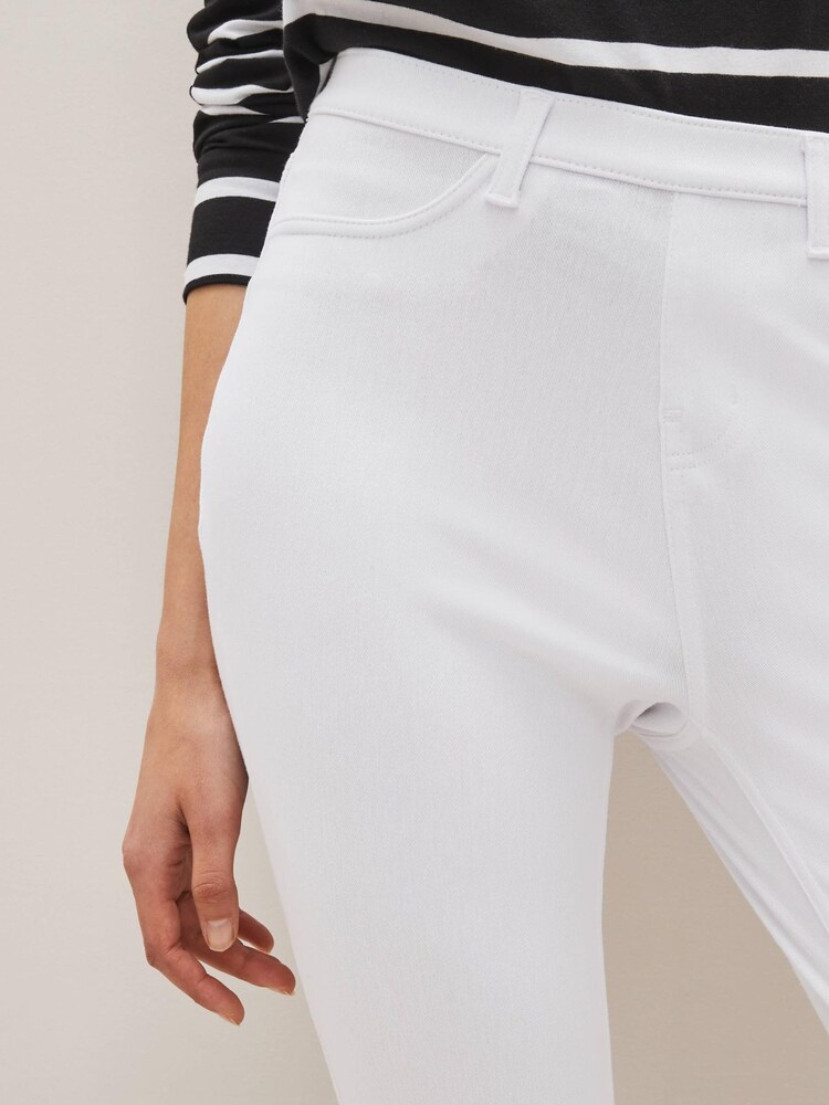 White Cropped Denim Jersey Leggings - Image 4 of 5