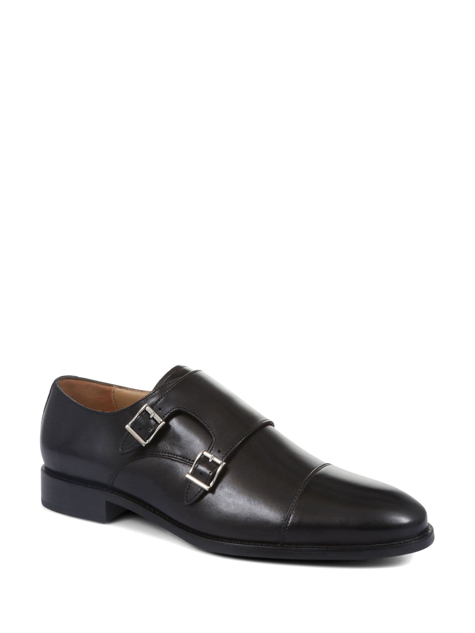 Buy Jones Bootmaker Black Nathaniel Leather Double Monk Shoes from