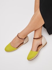 Lime Green Closed Toe Ankle Strap Espadrille Shoes - Image 1 of 6