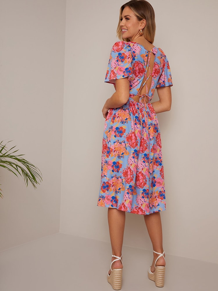 Chi Chi London Geblümtes Midikleid mit eckigem Ausschnitt - Bild 2 von 4